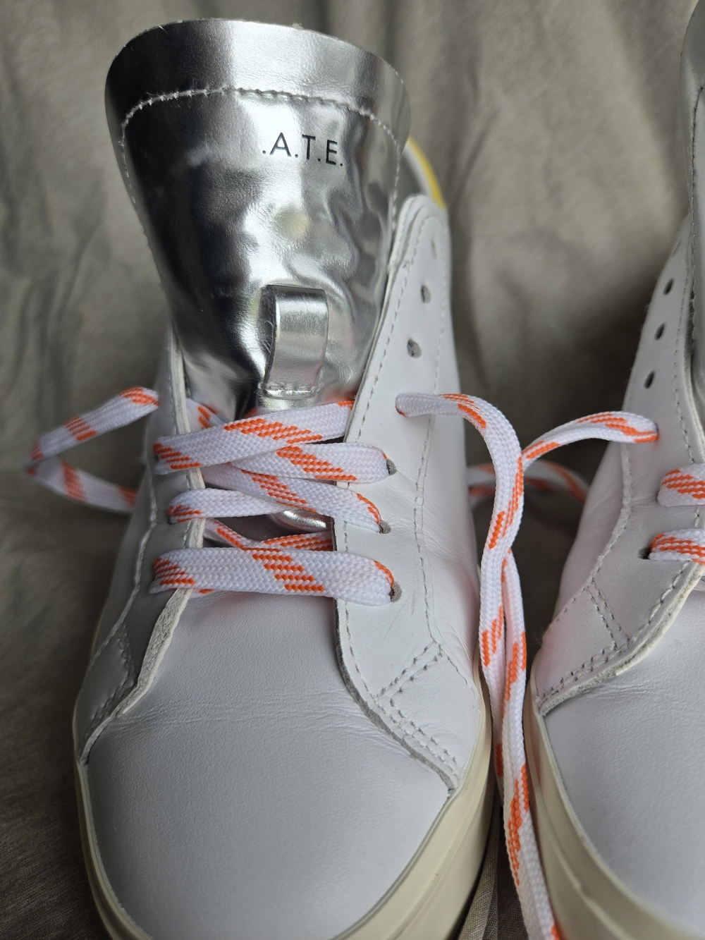 D.A.T.E. Hill Low Premium Italian Leather Sneakers White Pink Palm Tree US 7 - Picture 4 of 14